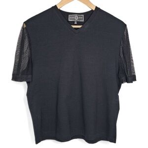 St John Sport Top Women's Mesh Short Sleeves V Neck by Marie Gray USA Size M